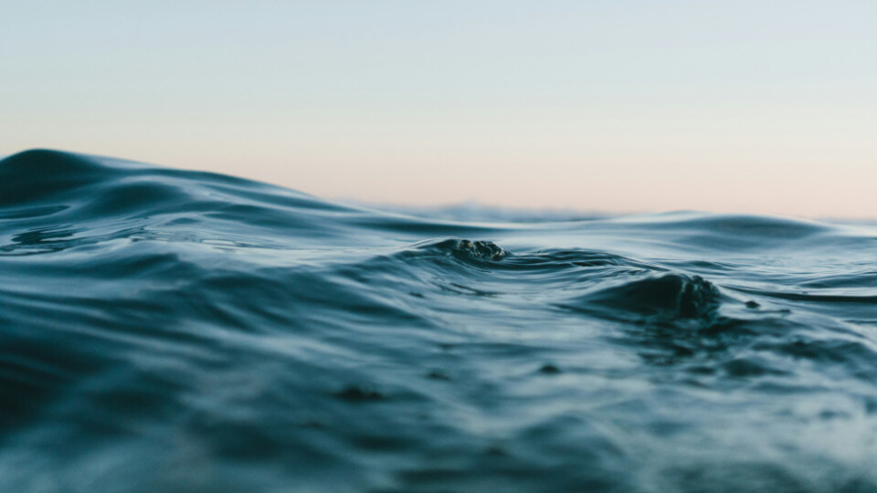 Close up view of a body of water with a horizontal view